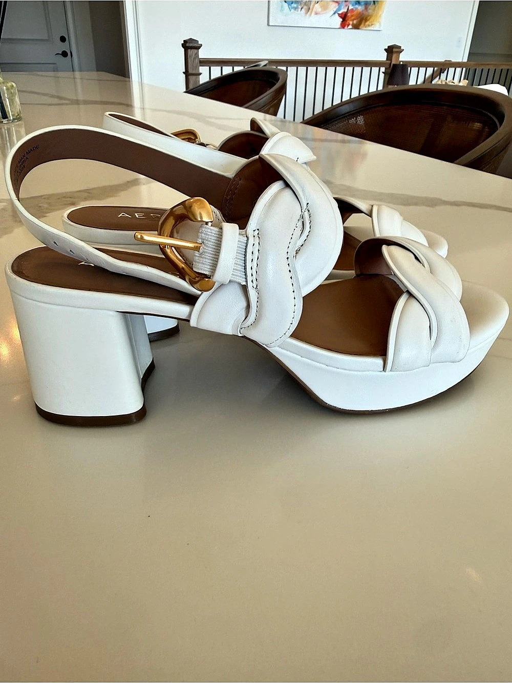 Aerosoles Camilia Platform Sandal White Knot Strap